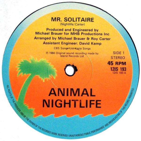 Animal Nightlife - Mr Solitaire | Island Records (12IS 193) - 3