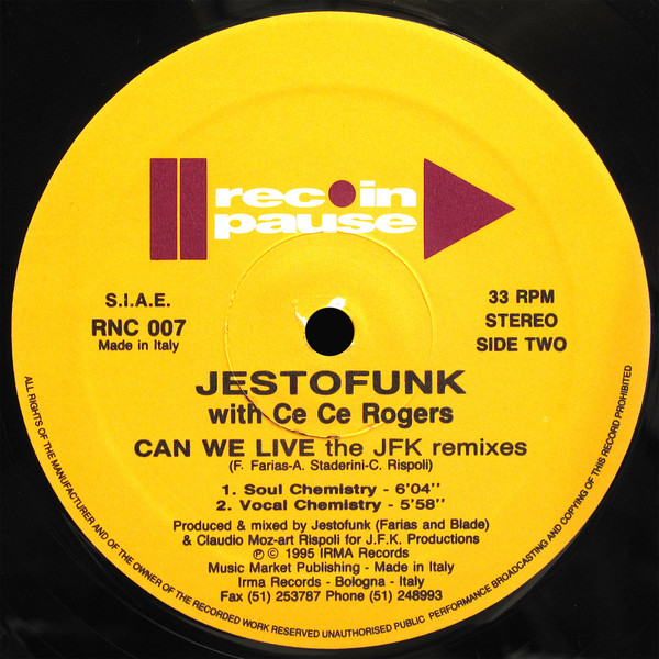 Jestofunk With  Ce Ce Rogers - Can We Live (The JFK Remixes) | Rec In Pause (RNC 007) - 3