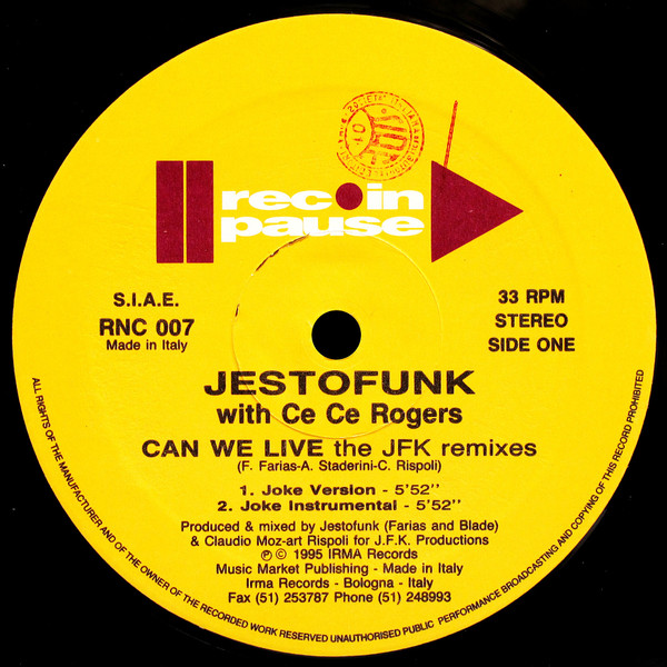 Jestofunk With  Ce Ce Rogers - Can We Live (The JFK Remixes) | Rec In Pause (RNC 007) - 2
