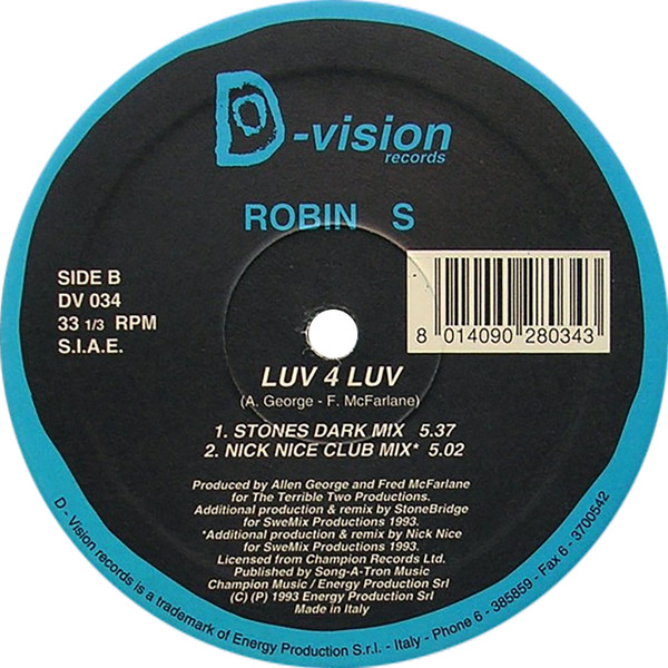 Robin S - Luv 4 Luv | D:vision Records (DV 034) - 4 Robin S - Luv 4 Luv | D:vision Records (DV 034) - 4