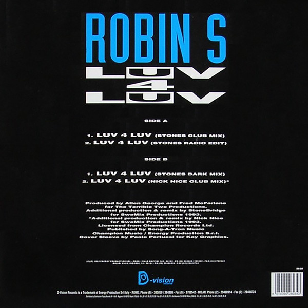 Robin S - Luv 4 Luv | D:vision Records (DV 034) - 2 Robin S - Luv 4 Luv | D:vision Records (DV 034) - 2
