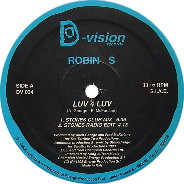 Robin S - Luv 4 Luv | D:vision Records (DV 034) - 3 Robin S - Luv 4 Luv | D:vision Records (DV 034) - 3
