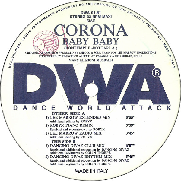 Corona - Baby Baby | DWA (Dance World Attack) (DWA 01.61) - 3 Corona - Baby Baby | DWA (Dance World Attack) (DWA 01.61) - 3