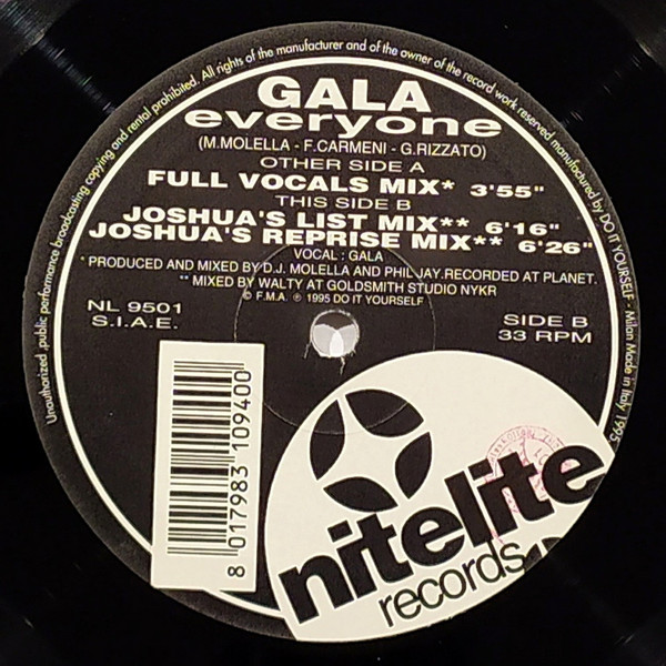 Gala - Everyone Has Inside | Nitelite Records (NL 9501) - 3