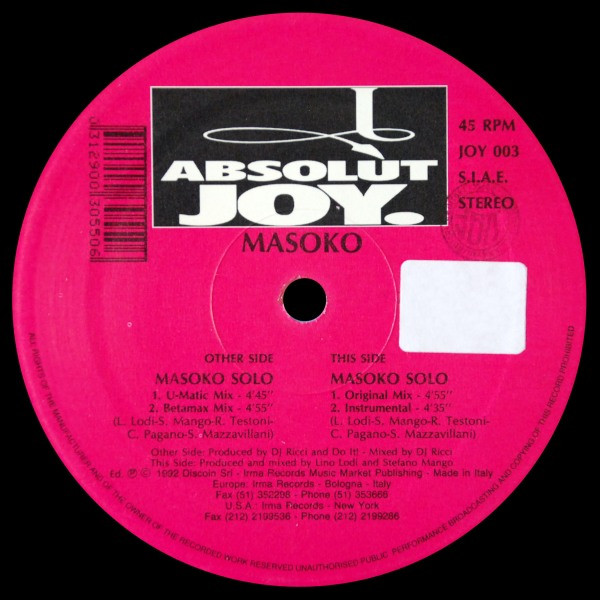 Masoko - Masoko Solo | Absolut Joy (JOY 003) - 3