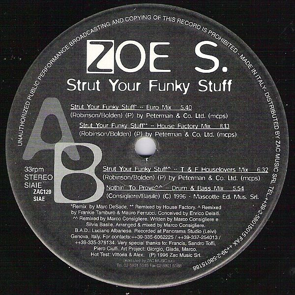 Zoe S. - Strut Your Funky Stuff | Zac Records (ZAC 120) - 3 Zoe S. - Strut Your Funky Stuff | Zac Records (ZAC 120) - 3