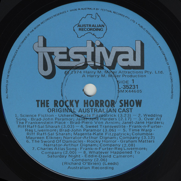 "The Rocky Horror Show" Original Australian Cast - The Rocky Horror Show: Original Australian Cast Album | Festival Records (L 35231) - 3 "The Rocky Horror Show" Original Australian Cast - The Rocky Horror Show: Original Australian Cast Album | Festival Records (L 35231) - 3