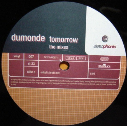 DuMonde - Tomorrow (The Mixes) | Stereophonic (STEREOPHONIC 007) - main
