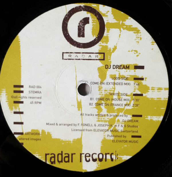DJ Dream - Come On | Radar Records (RAD 004) - 3
