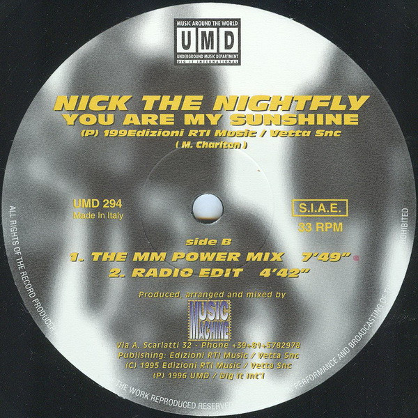 Nick The Nightfly - You Are My Sunshine | Underground Music Department (UMD) (UMD 294) - 4 Nick The Nightfly - You Are My Sunshine | Underground Music Department (UMD) (UMD 294) - 4