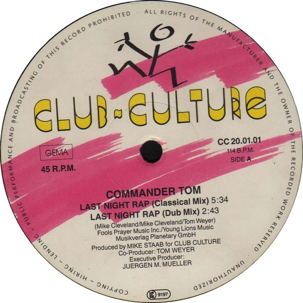 Commander Tom - Last Night Rap | Club Culture (CC 20.01.01) - 3 Commander Tom - Last Night Rap | Club Culture (CC 20.01.01) - 3
