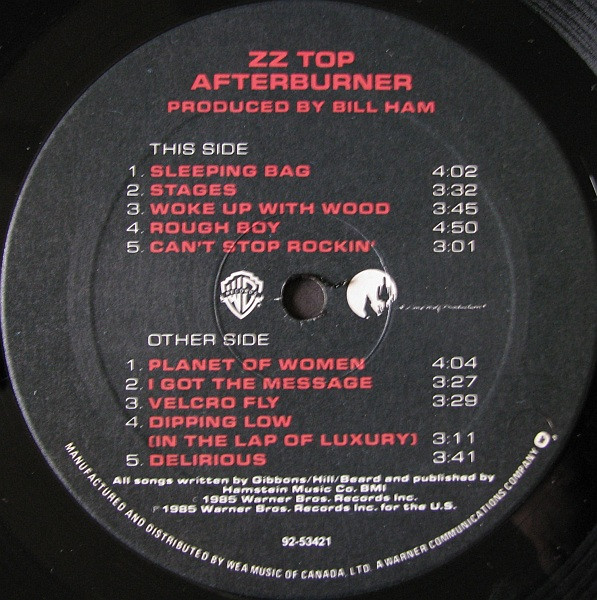 ZZ Top - Afterburner | Warner Bros. Records (92-53421) - 3 ZZ Top - Afterburner | Warner Bros. Records (92-53421) - 3