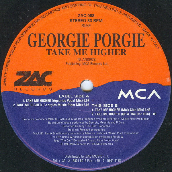 Georgie Porgie - Take Me Higher | ZAC Records (ZAC 068) - 3 Georgie Porgie - Take Me Higher | ZAC Records (ZAC 068) - 3