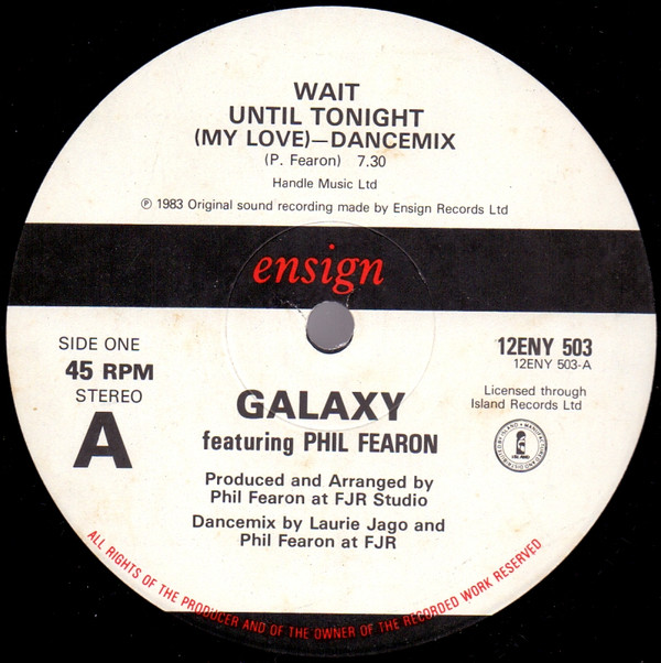 Galaxy Featuring Phil Fearon - Wait Until Tonight (My Love) | Ensign (12ENY 503) - main