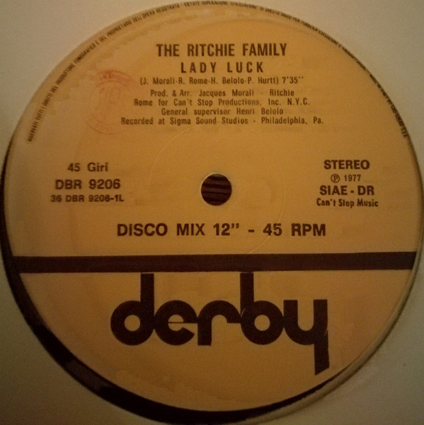 The Ritchie Family - Lady Luck / Disco Blues | Derby (DBR 9206) - main
