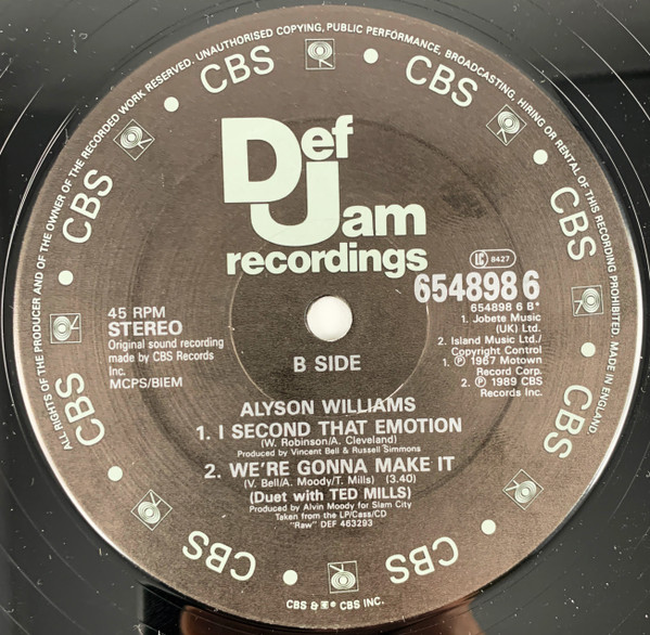 Alyson Williams - My Love Is So Raw | Def Jam Recordings (654898 6) - 4