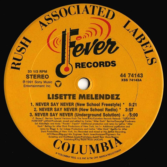 Lisette Melendez - Never Say Never | Fever Records (44 74143) - 3