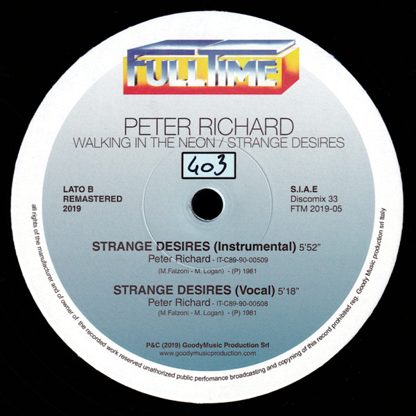Peter Richard - Walking In The Neon / Strange Desires | Full Time Records (FTM 2019-05) - 3 Peter Richard - Walking In The Neon / Strange Desires | Full Time Records (FTM 2019-05) - 3