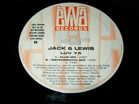 Jack & Lewis - Luv Ya | Èviva Records (EVR 029) - main