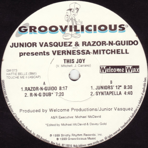 Junior Vasquez & Razor N' Guido Presents Vernessa Mitchell - This Joy | Groovilicious (GM 073) - main