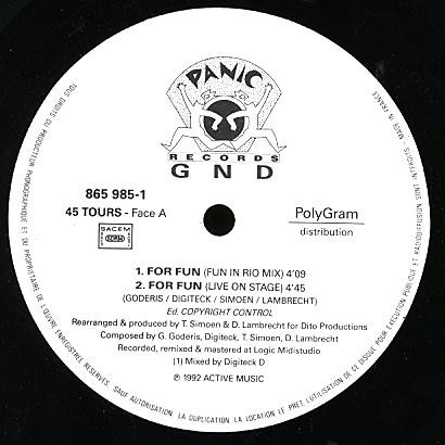 G.N.D. - For Fun | Panic Records (865 985-1) - 3