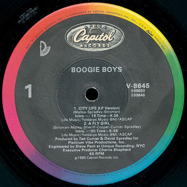 Boogie Boys - A Fly Girl / City Life | Capitol Records (V-8645) - main Boogie Boys - A Fly Girl / City Life | Capitol Records (V-8645) - main