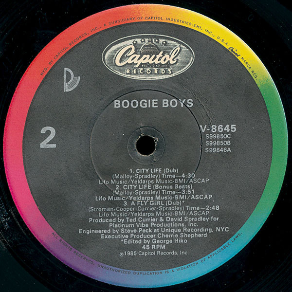 Boogie Boys - A Fly Girl / City Life | Capitol Records (V-8645) - 2 Boogie Boys - A Fly Girl / City Life | Capitol Records (V-8645) - 2