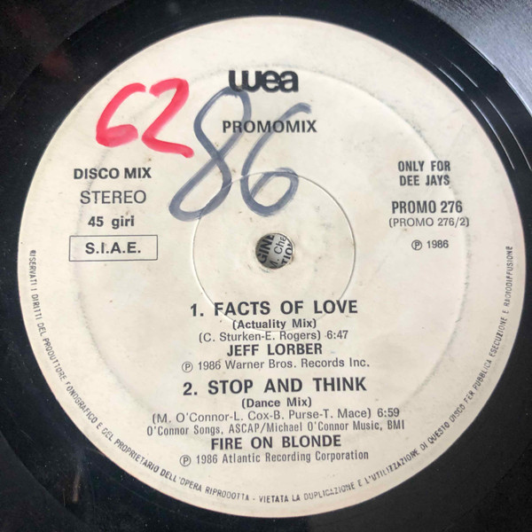 Stacey Q / Jeff Lorber / Fire On Blonde - Two Of Hearts / Facts Of Love / Stop And Think | WEA (PROMO 276) - 2