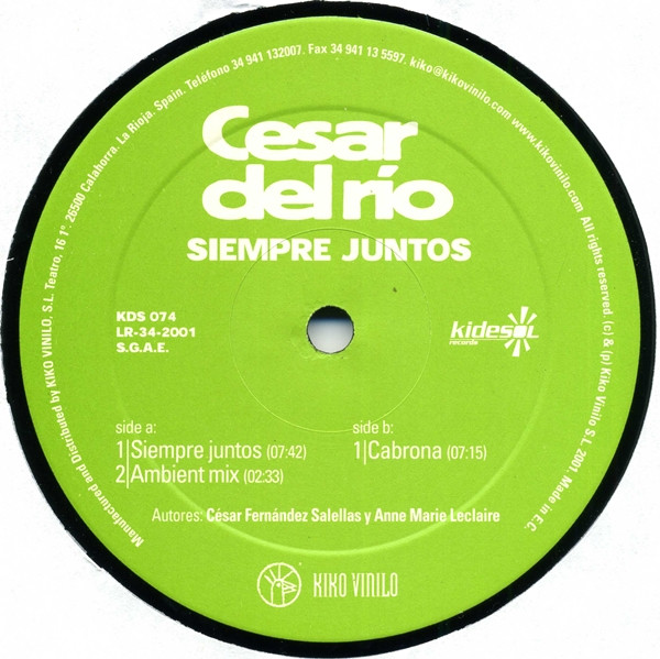 Cesar Del Rio - Siempre Juntos | Kidesol Records (KDS 074) - main Cesar Del Rio - Siempre Juntos | Kidesol Records (KDS 074) - main