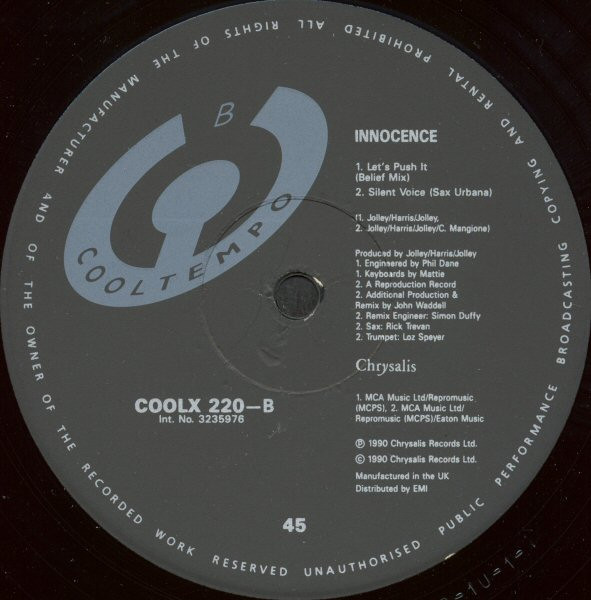 Innocence - Let's Push It | Cooltempo (COOLX 220) - 4