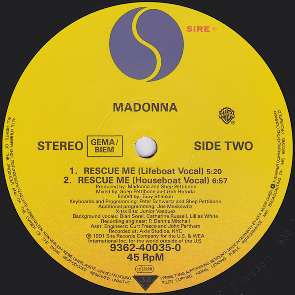 Madonna - Rescue Me (Remixes) | Sire (9362-40035-0) - 4