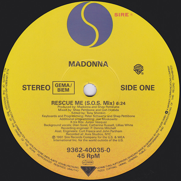 Madonna - Rescue Me (Remixes) | Sire (9362-40035-0) - 3