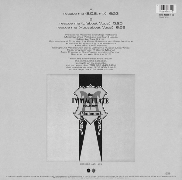 Madonna - Rescue Me (Remixes) | Sire (9362-40035-0) - 2