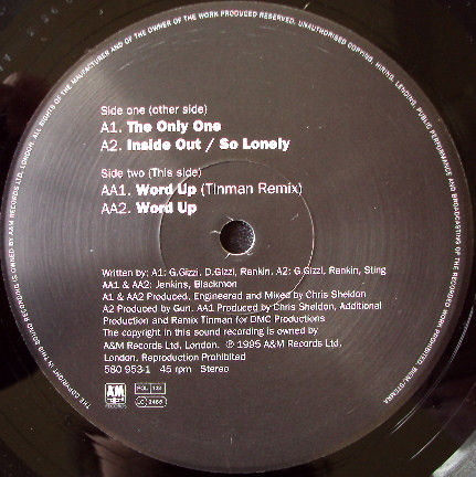 Gun - The Only One / Word Up | A&M Records (580 953-1) - 4 Gun - The Only One / Word Up | A&M Records (580 953-1) - 4
