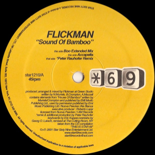 Flickman - Sound Of Bamboo | Star 69 Records (STAR 1210) - main Flickman - Sound Of Bamboo | Star 69 Records (STAR 1210) - main