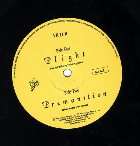 David Sylvian + Holger Czukay - Plight & Premonition | Venture (VE11) - 2