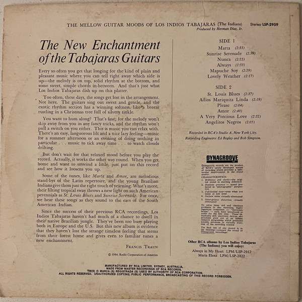 Los Indios Tabajaras - The Mellow Guitar Moods Of Los Indios Tabajaras | RCA Victor (LSP-2959) - 4 Los Indios Tabajaras - The Mellow Guitar Moods Of Los Indios Tabajaras | RCA Victor (LSP-2959) - 4