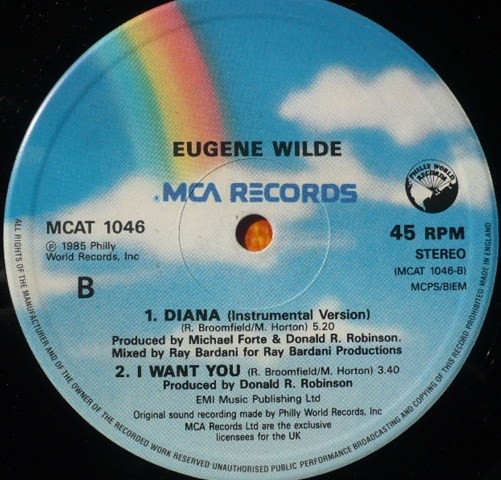 Eugene Wilde - Diana | MCA Records (MCAT 1046) - 4