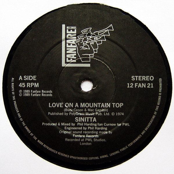 Sinitta - Love On A Mountain Top (An Everlasting Knight Mix) | Fanfare Records (12 FAN 21) - 3