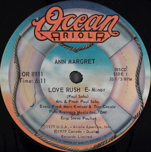 Ann Margret - Love Rush | Ocean Ariola America (OR 8911) - main