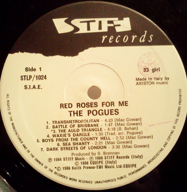 The Pogues - Red Roses For Me | Stiff Records (STLP/1024) - 3