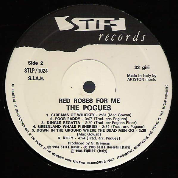 The Pogues - Red Roses For Me | Stiff Records (STLP/1024) - 4