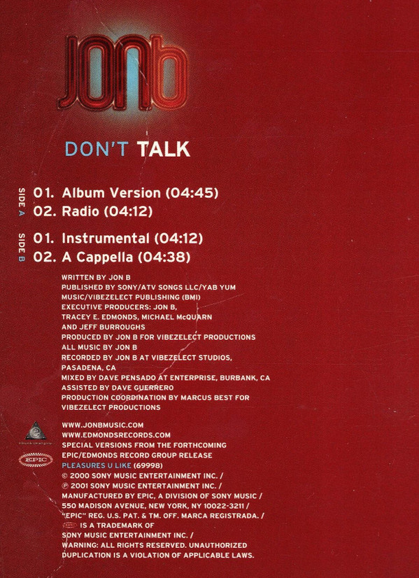 Jon B - Don't Talk | Epic (49 79561) - 4 Jon B - Don't Talk | Epic (49 79561) - 4