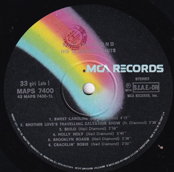Neil Diamond - His 12 Greatest Hits | MCA Records (MAPS 7400) - 3