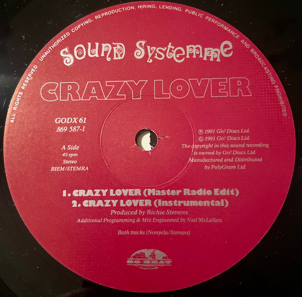 Sound Systemme - Crazy Lover | Go! Beat (GODX 61) - 3