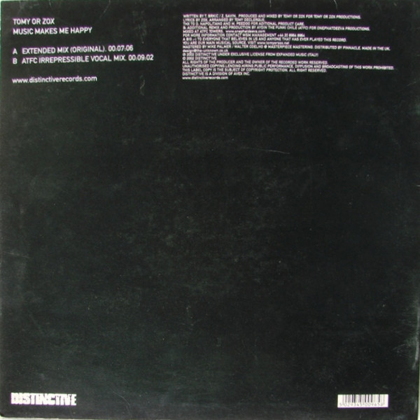 Tomy Or Zox - Music Makes Me Happy | Distinct'ive Records (DISNTX82) - 2 Tomy Or Zox - Music Makes Me Happy | Distinct'ive Records (DISNTX82) - 2