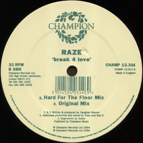 Raze - Break 4 Love | Champion (CHAMP 12.314) - 4