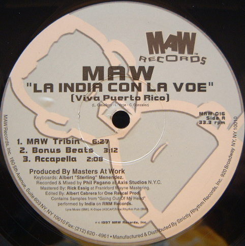 MAW - La India Con La Voe (Viva Puerto Rico) | MAW Records (MAW 016) - 2
