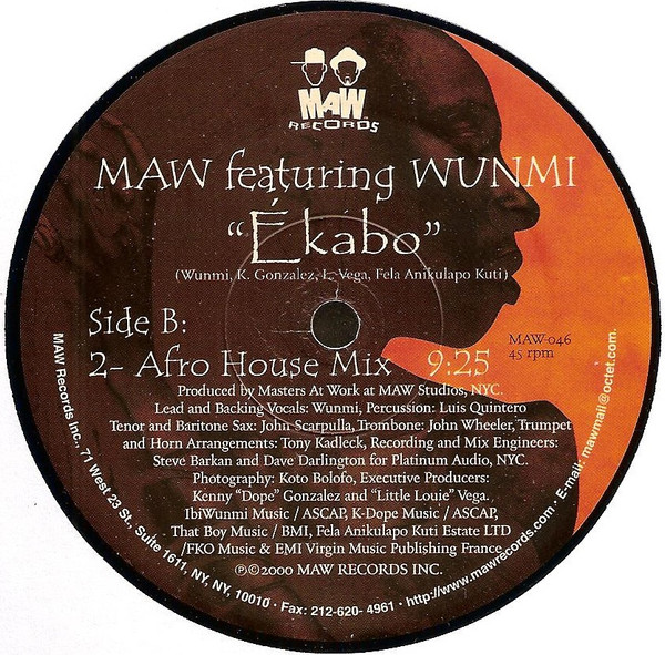 Masters At Work Featuring Wunmi - Ékabo | MAW Records (MAW-046) - 4