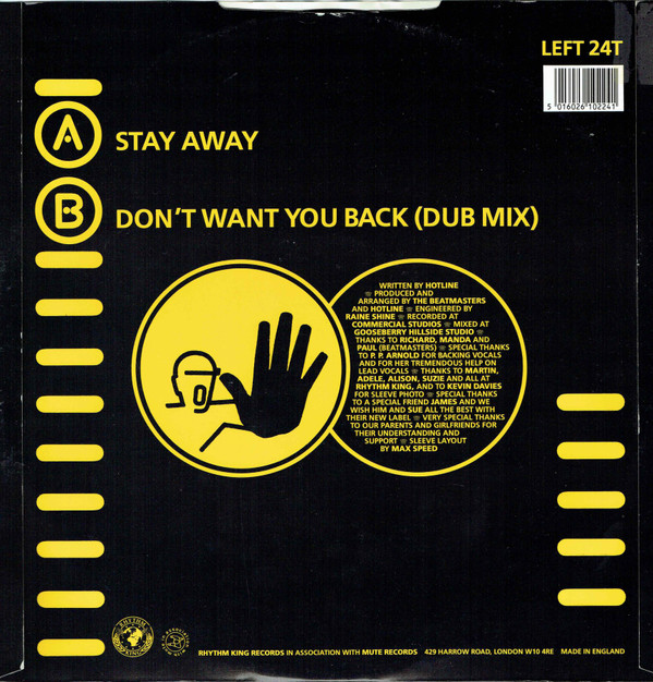 Hotline - Stay Away | Rhythm King (LEFT 24T) - 2